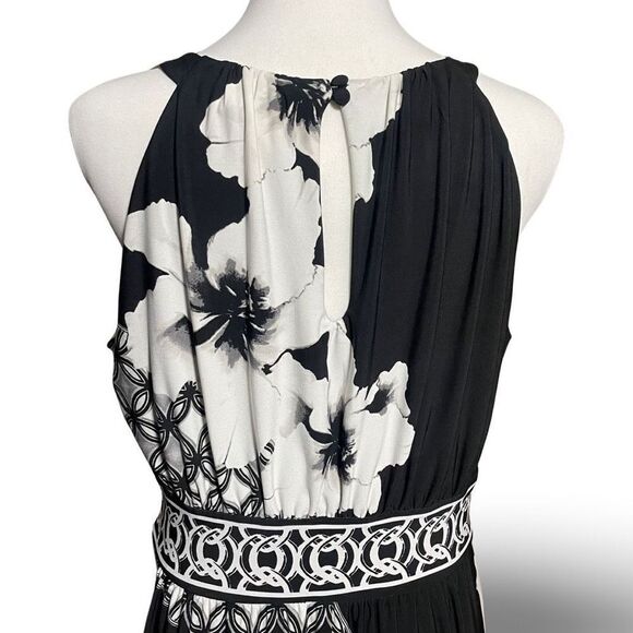 WHITE HOUSE BLACK MARKET Floral Goddess Vibes Maxi Dress BLK & WHT, Size S - Picture 8 of 9